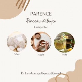 PARENCE.- Lot de 3 Pinceaux de Maquillage Comprenant 1 pinceau Font de Teint à Bout Rond de Type Incliné et 2 Pinceaux Plats 