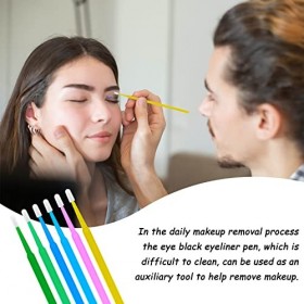 Lot de 200 micro applicateurs - Micro bourgeons pour cils, maquillage des yeux - Brosse jetable pour extensions de cils bleu