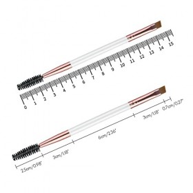 GCQQ Lot de 3 pinceaux à sourcils duo et bobine, pinceau biseauté pour façonner les sourcils, pinceau à sourcils duo léger à 