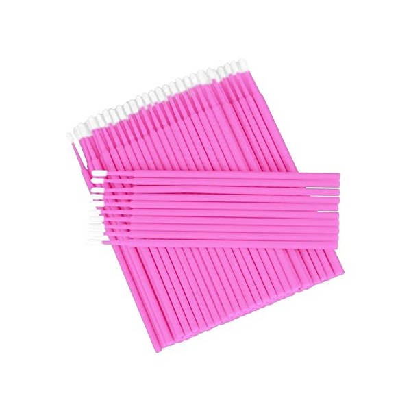 Lot de 100 micro-applicateurs pour cils et maquillage des yeux - Jetables - Rose