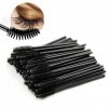 Lot de 50 pinceaux de maquillage jetables pour extensions de cils, baguettes et sourcils noir 