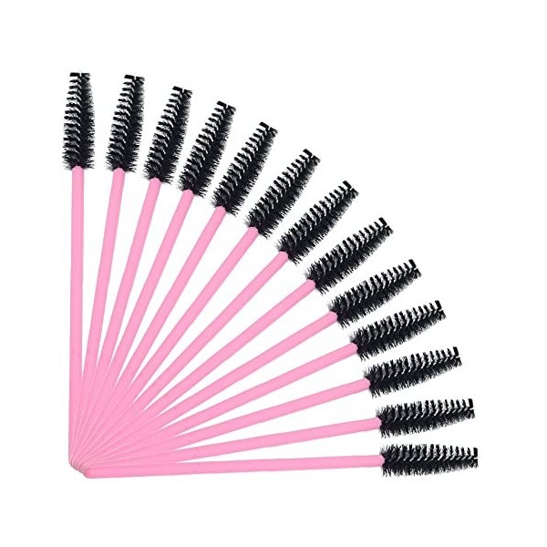 Lot de 50 brosses à mascara jetables pour extensions de cils noir + rose 