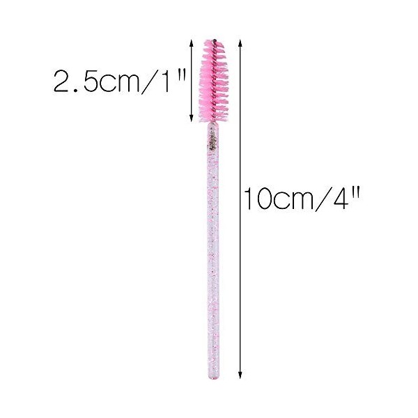 G2PLUS Lot de 50 brosses à cils jetables – Bobines de cils roses – Baguettes à mascara en cristal – Pinceau applicateur pour 