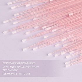 GCQQ Lot de 100 micro-pinceaux jetables, flexibles, rose cristal, applicateur de cils pour nettoyage ou maquillage rose cris