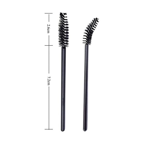 Haobase Lot de 100 pinceaux à cils jetables pour mascara, sourcils, pinceau de maquillage noir-bleu 