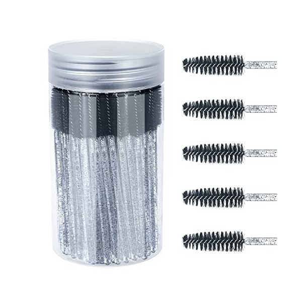 GCQQ 10cm Brosse à Cils en Cristal, 100PCS Baguettes de Mascara, Noir Pinceaux à Cils en Cristal pour Maquillage des Cils des