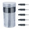 GCQQ 10cm Brosse à Cils en Cristal, 100PCS Baguettes de Mascara, Noir Pinceaux à Cils en Cristal pour Maquillage des Cils des