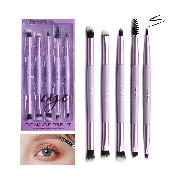 BEASOFEE Lot de pinceaux de maquillage double face pour fard à paupières - Pour estomper les ombres à paupières, eyeliner, so