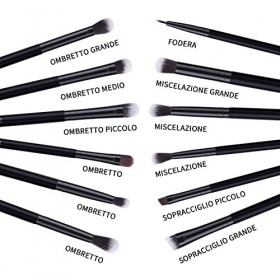 MSQ Lot de 12 pinceaux pour fard à paupières,pinceau pour estomper les ombres à paupières, la poudre, le surligneur, le corre