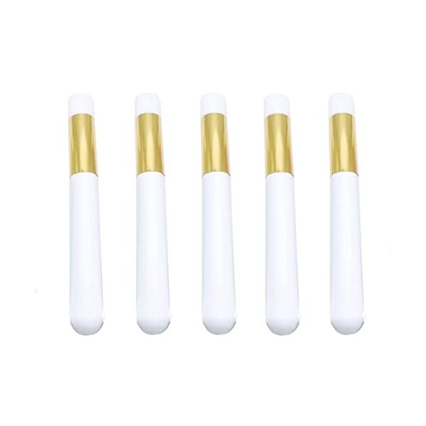 Lot de 5 brosses de shampooing pour cils ou sourcils - Blanc / doré