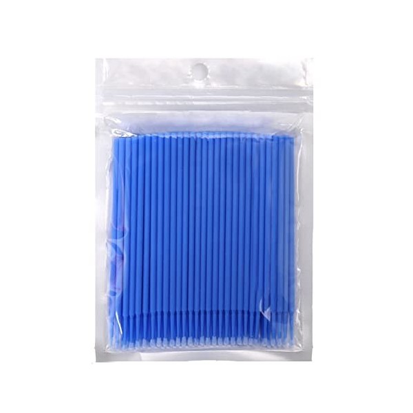 200pcs Extension de Cils Micro Applicateur Brosse Brosse à Cils pour le Maquillage et le Nettoyage bleu 