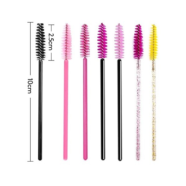 Lot de 100 brosses à cils, brosses à mascara, brosses jetables pour extensions de cils, contours de sourcils et maquillage, n