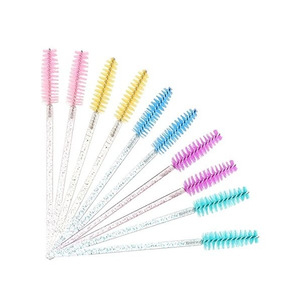 Lot de 100 brosses à mascara jetables pour extensions de cils et sourcils multicolore 