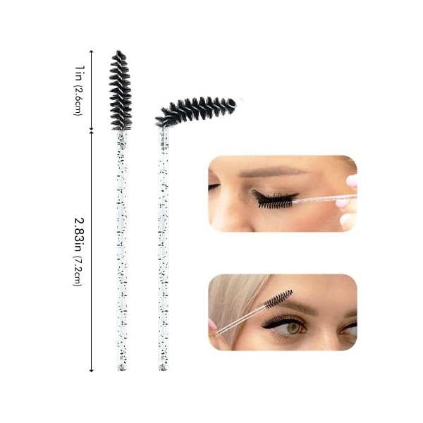 Lot de 100 pinceaux à cils jetables pour sourcils et maquillage Noir