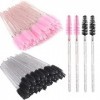 Lot de 100 Brosses à Cils Jetables, Goupillon Cils Pinceau Cils avec Poignée en Cristal, Applicateur Cils Brosse pour Maquill