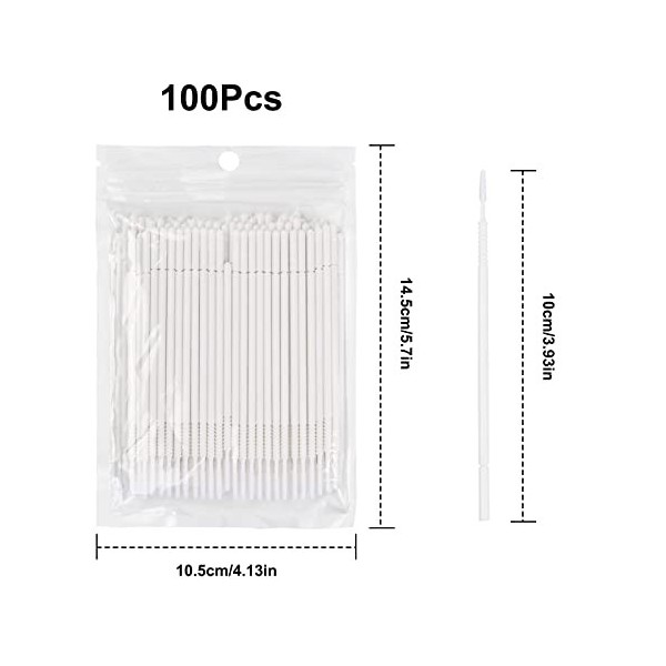 100 Pièces Micro Applicateurs Brosses Coton-tige Brosse Micro Pinceaux, Jetables Mini Pinceau Extensions de Cils Coton-tige S