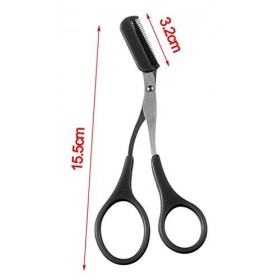 Ciseaux à sourcils - Épilation de sourcils touffus avec ciseaux et peigne - accessoire BLACK 