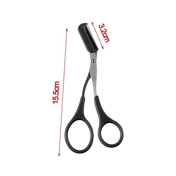 Ciseaux à sourcils - Épilation de sourcils touffus avec ciseaux et peigne - accessoire BLACK 