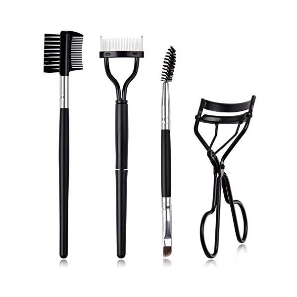 EBANKU 4 Pièces Brosse Cils, Peigne à Cils Peigne à Sourcils Pinceau À Sourcils Séparateur de Cils en Acier Peigne Brosse à S