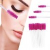 PROFICO Lot de 50 brosses à cils jetables pour mascara blanc - rose foncé 