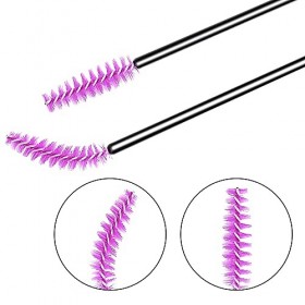 AIBAOBAO 100 pièces Brosses à cils,Violet brosse extension cils jetables kit, goupillon cils, outil de maquillage mascara bro