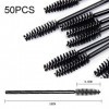 zoerbufan Brosses à Cils Jetables [50 Pièces], Goupillon Cils, Micro Applicateurs Brosses, Brosse à Sourcils, Noir Outil de M