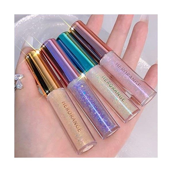 4pcs ensemble de fard à paupières liquide Crystal Diamond High-gloss Liquid Liner Shimmer Glitter Highlight Metallic Liquid S