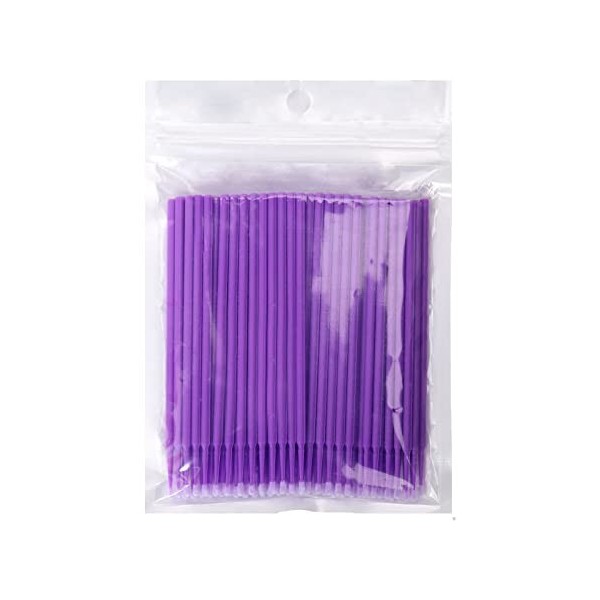 200pcs Extension de Cils Micro Applicateur Brosse Brosse à Cils pour le Maquillage et le Nettoyage Violet 