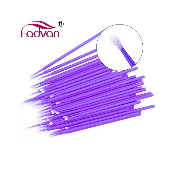 200pcs Extension de Cils Micro Applicateur Brosse Brosse à Cils pour le Maquillage et le Nettoyage Violet 