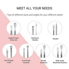 Melodysusie 7*Extracteur Point Noir Tire Comédon Professional Retirer Anti Enlever Point Noir Extracteur dAcné en Acier Inox
