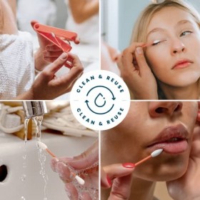 LastSwab® Beauté Maquillage - Qtips et cotons-tiges réutilisables pour enlever le maquillage, conseils Q respectueux de lenv