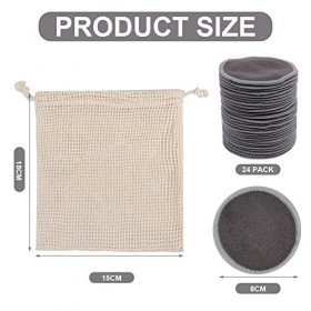 LOPHE Coton Démaquillant Lavable, 24PCS Coton Demaquillant Lavable avec sac à linge lavable, Makeup Pads Démaquillant Pour To