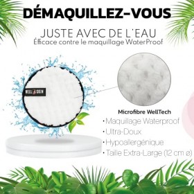 3 Pcs Coton Démaquillant Lavable Disque Pads Gant Visage Microfibre + [4] Cotons Tiges Silicone + [1] Lingette Demaquillante 