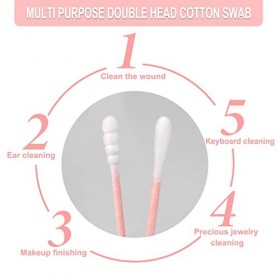 Lot de 200 cotons-tiges emballés individuellement, bâtonnets en papier à double pointe pour oreille, maquillage extrémité ar