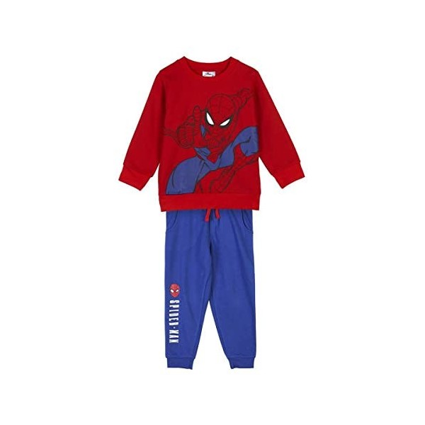 Chandal Coton Brossé Spiderman ROUGE