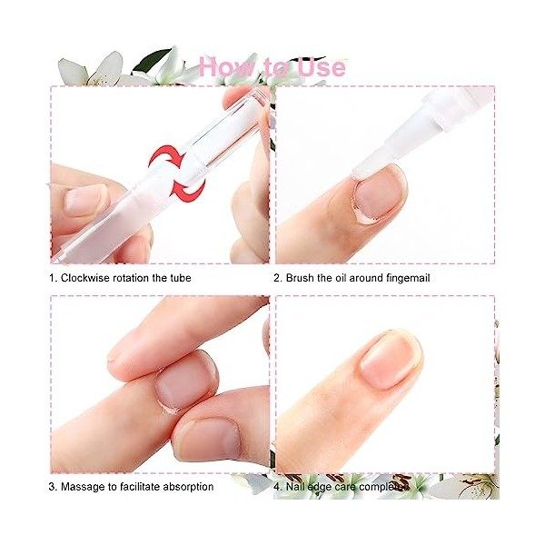 Huile Cuticules, Stylo Cuticule, 3 Pièces Stylos Huile Cuticules, Huiles pour Cuticules, Kit Huile Cuticules Ongles Stylo, av