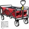 VEVOR Chariot de Jardin Pliable 4 Roues Capacité de Charge 80 kg Poignée Réglable Cadre Acier Enduit Poudre Tissu 600D Oxford