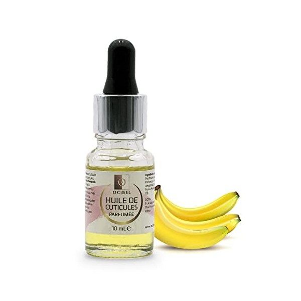 Ocibel France - Huile de cuticule parfumée avec pipette Banane - 10 ml - pour Manucure, Faux Ongles et Nail Art