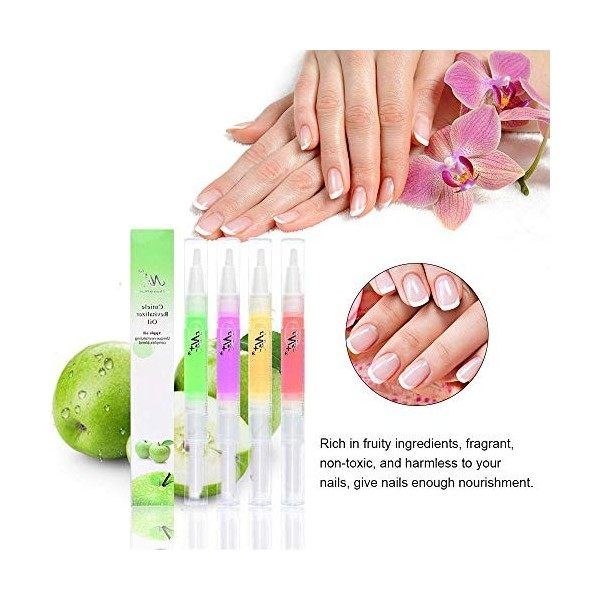 Huiles pour Cuticules, 15pcs Stylo à Huile Revitalisant à la Cuticule, Huile Nutritive Pour Sion des Ongles Mix Fruité Saveur