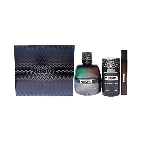 Missoni Missoni For Men 3 Pc Gift Set 3.4oz EDP Spray, 0.33oz EDP Spray, 2.5oz Deodorant Stick