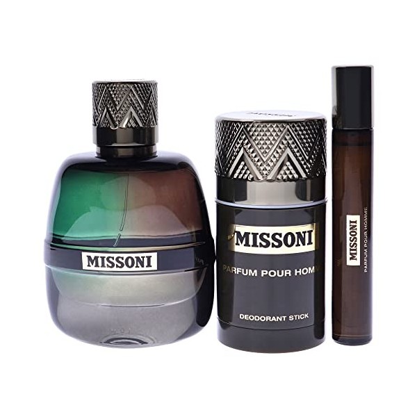 Missoni Missoni For Men 3 Pc Gift Set 3.4oz EDP Spray, 0.33oz EDP Spray, 2.5oz Deodorant Stick