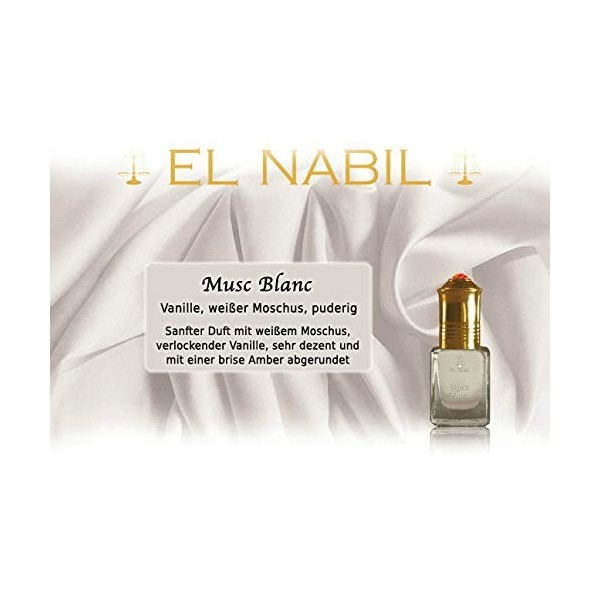Musc Blanc 5ml Parfum - El Nabil Misk Musc Huile Parfumée pour HOMMES & FEMMES