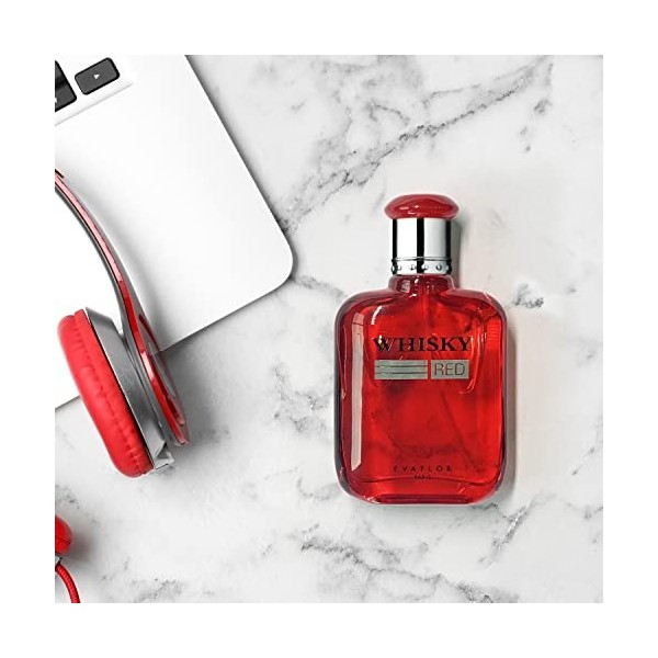 EVAFLORPARIS Whisky Red Coffret pour Homme Eau de Toilette 100 ml + Serviette Eponge + Money Clip Vaporisateur Spray Parfum H