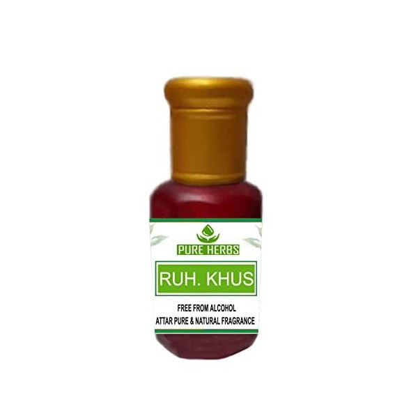 Pure Herbs RUH. KHUS Pure Attar sans alcool Unisexe Convient pour les fêtes et les utilisations quotidiennes Parfum 50 ml