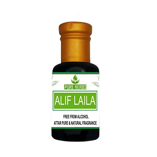 Pure Herbs Alif Laila Attar sans alcool pour unisexe, convient pour les fêtes et les utilisations quotidiennes 25 ml 
