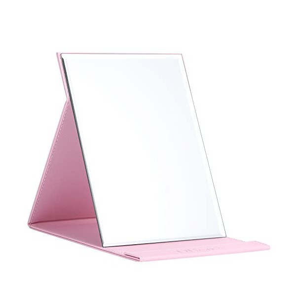 DUcare Miroir de maquillage de voyage de avec la boîte-cadeau, miroirs se pliants de vanité rouge compact portatif