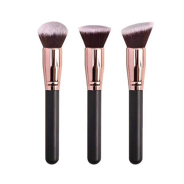 Hnsedjdh 3Pcs Pinceaux de Maquillage Fond de Teint Poudre Libre Correcteur MéLange Fard à Joues Pinceau Professionnel CosméTi