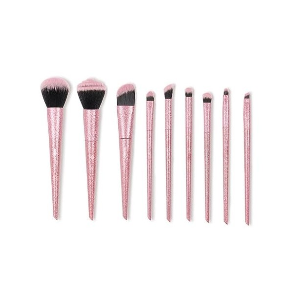 ZLXDP 9 Or Maquillage Pinceau Ensemble Fond de Teint Poudre Libre correcteur Pinceau Paillettes Ensemble Outils de Maquillage