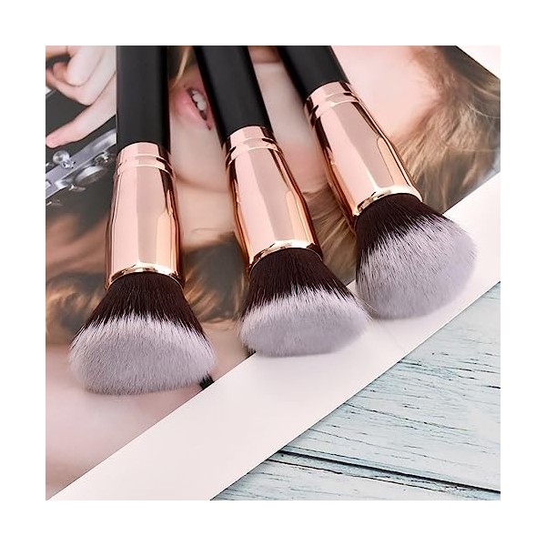 ANSO Lot de 3 pinceaux de maquillage professionnels pour fond de teint, poudre libre, anti-cernes, blush