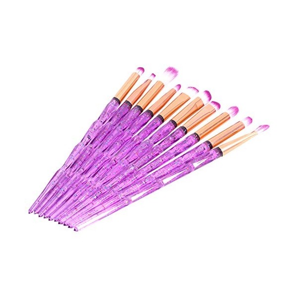 ANSO Lot de 10 pinceaux de maquillage en cristal pour fond de teint, mélange, poudre, pinceau cosmétique, violet